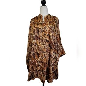 Free people  animal print Satin Boho chic Oversized Top